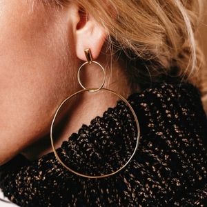 Gold Color Double Hoop Earrings